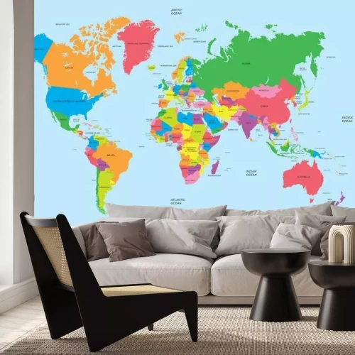 Fotobehang Politieke kaart van de wereld