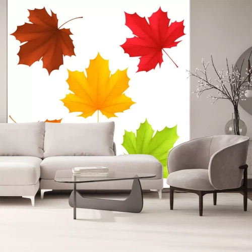 Sticker Collectie van kleur herfstbladeren.