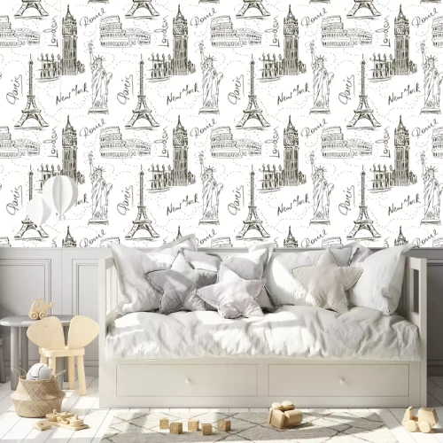 Behang Naadloze patroon van architectonische monumenten