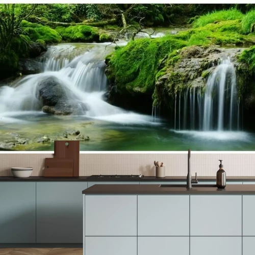 Fotobehang Panorama van groen en watervallen