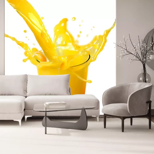 Sticker Sinaasappelsap plons in witte achtergrond