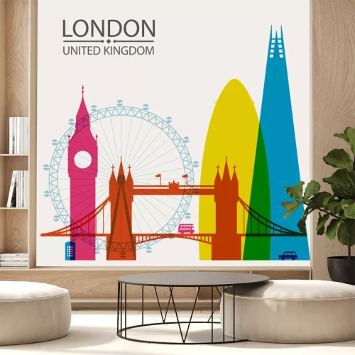 Sticker London city skyline silhouet achtergrond, vector illustratie