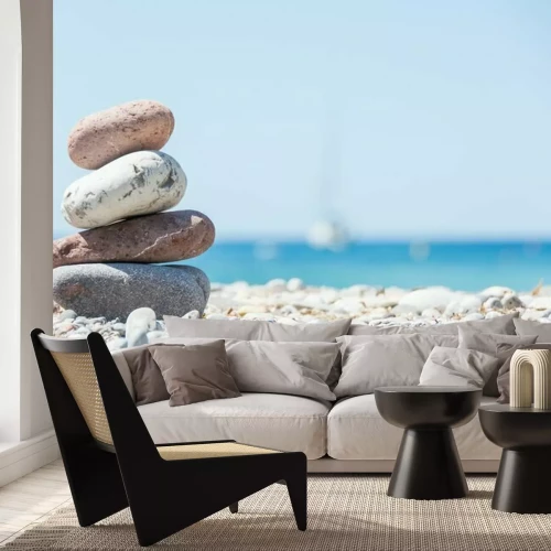 Sticker Gekleurde stenen op een strand