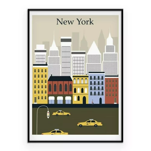 Poster Wolkenkrabbers van New York in een minimalistische uitvoering