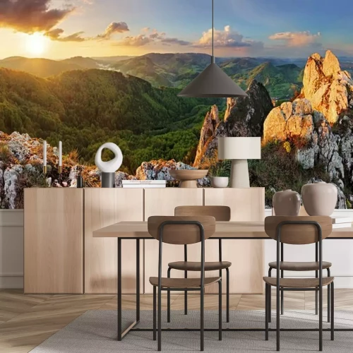 Fotobehang Slowaakse bergen bij zonsondergang