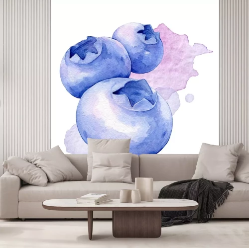 Sticker Bosbessen. Illustratie van de waterverf