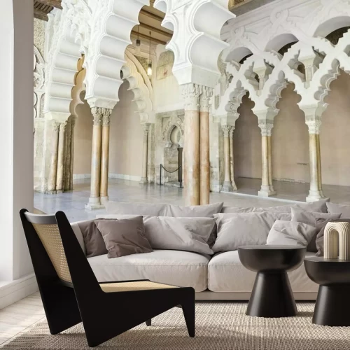 Fotobehang Arabische bogen op Aljaferiapaleis in Zaragoza, Spanje