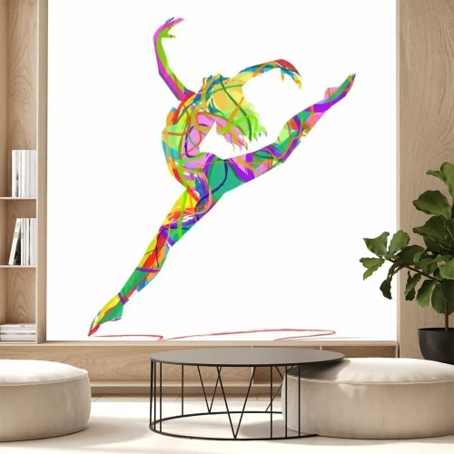 Fotobehang Kleurrijk silhouet van een dansende ballerina