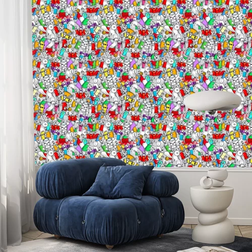 Behang Verfblikken voor graffiti en schedel