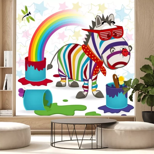 Sticker regenboog zebra