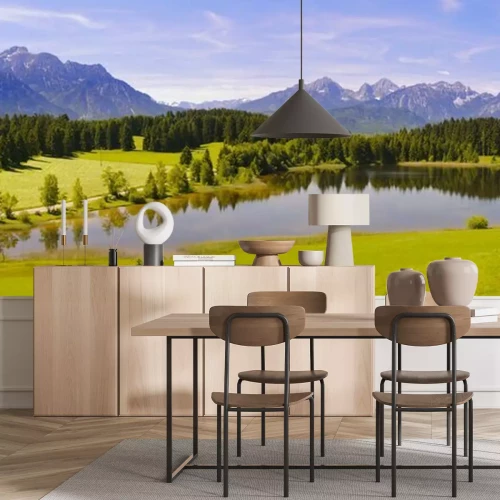 Fotobehang Panorama van groen en bergen