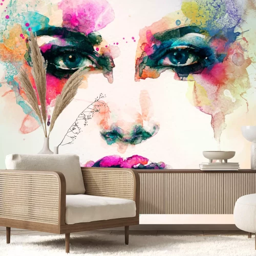 Sticker Abstract aquarel vrouwengezicht