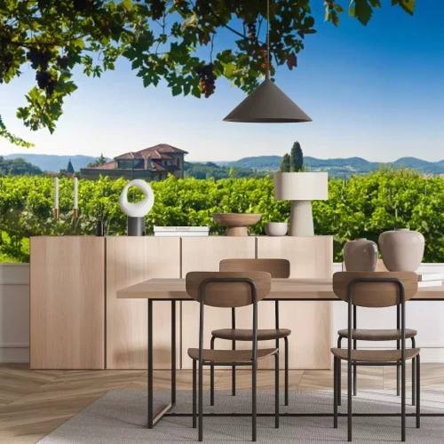 Sticker Zicht op de villa midden in de wijngaard