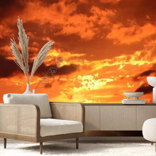 Fotobehang Zonsondergang in rood