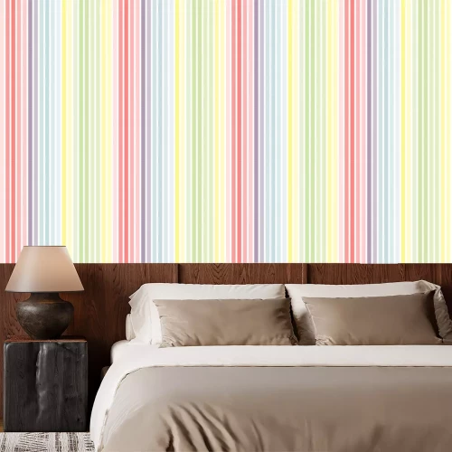 Behang Gestreept motief in regenboogkleuren