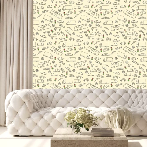 Behang Vervoer doodle - vectorillustratie