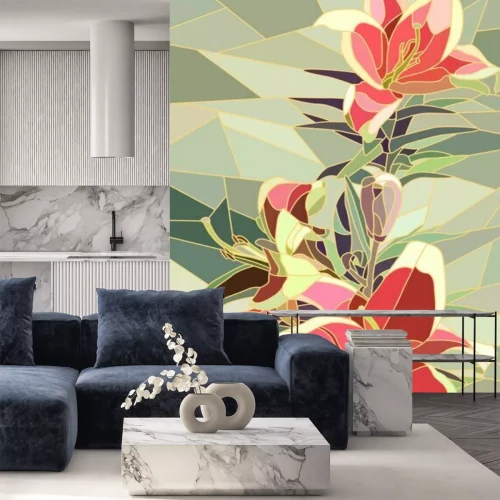 Sticker Mozaïek met bloeiende lelies