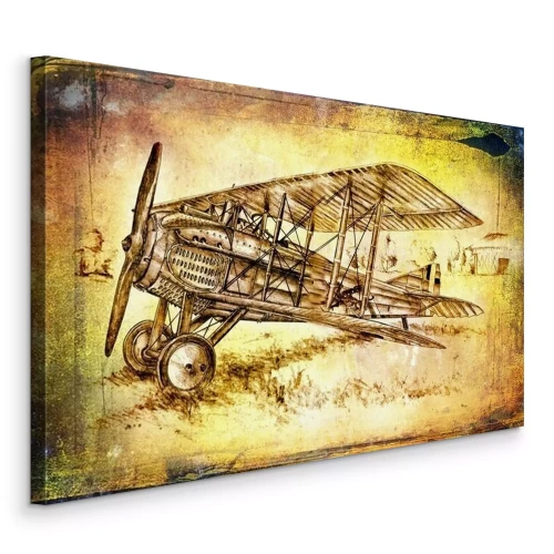 Canvas Oud klassiek vliegtuig