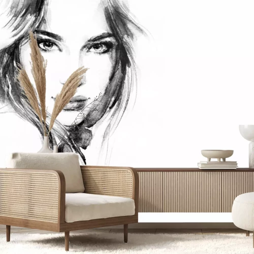 Sticker Mooie vrouw gezicht.