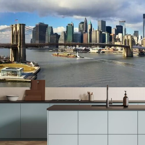 Fotobehang Panorama van de East River brug