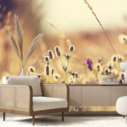 Fotobehang Planten in de lenteweide