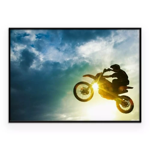 Poster Springen op een motorcrossfiets