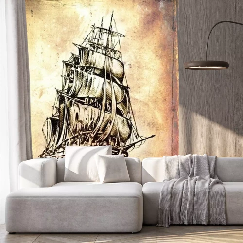 Fotobehang Antieke boot zee motief tekenen handgemaakte