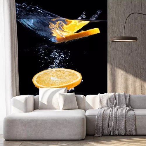 Sticker Sinaasappelschijfjes in water