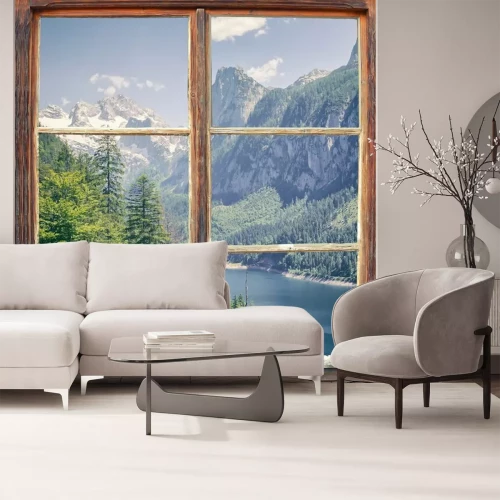 Fotobehang Raam met uitzicht op het Gosaumeer