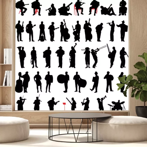 Sticker muzikanten silhouetten