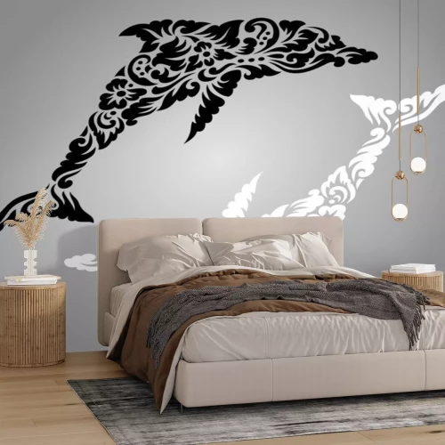 Sticker Dolfijn yin yang bloem versiering decoratie