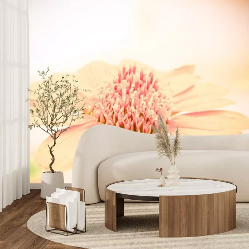 Sticker Zalmkleurige bloem op een macrofoto