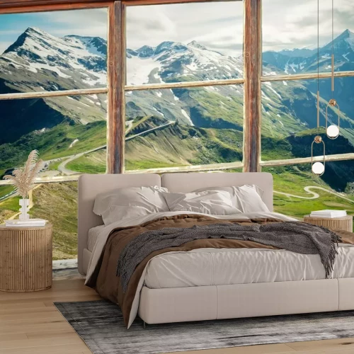 Fotobehang Uitzicht vanuit het Grossglockner-raam