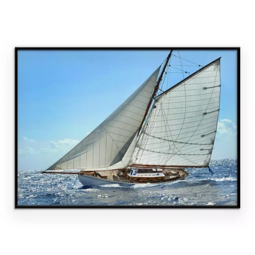 Poster Een schip met zeilen op zee