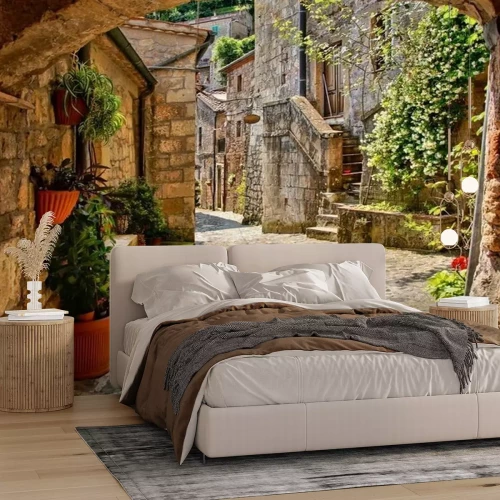 Fotobehang Italiaanse geplaveide straat