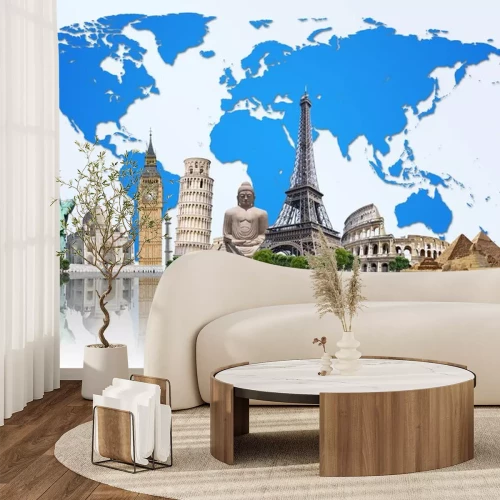 Sticker Reis de wereld monumenten begrip