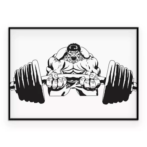 Poster Afbeelding van een bodybuilder die een halter optilt.