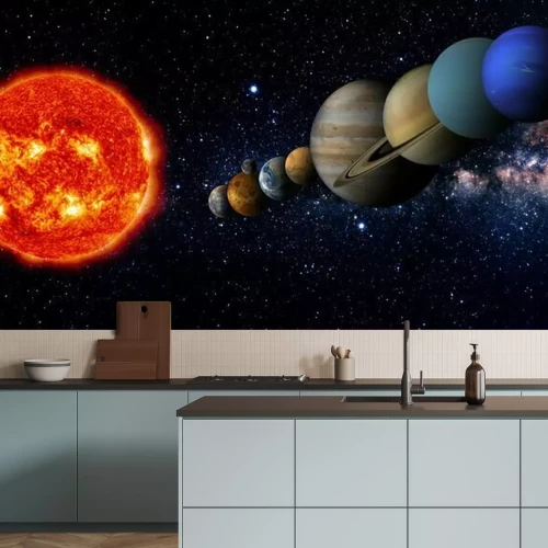 Fotobehang Realistische illustratie van het zonnestelsel