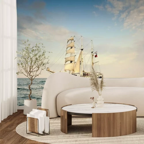 Fotobehang Zeilschip, zeegezicht