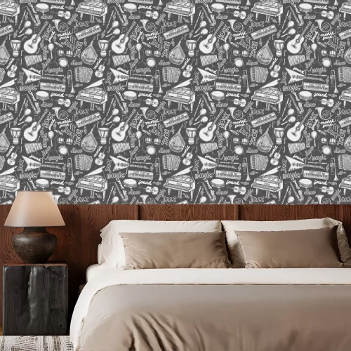 Behang Muziekinstrumenten schets naadloze patroon