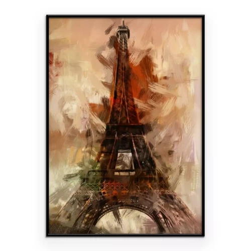 Poster De Eiffeltoren van onderaf gezien in een artistieke foto.