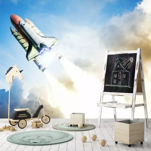 Fotobehang Een raket die de ruimte in vliegt