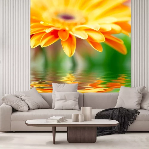 Sticker Grote bloem wordt weerspiegeld in het water