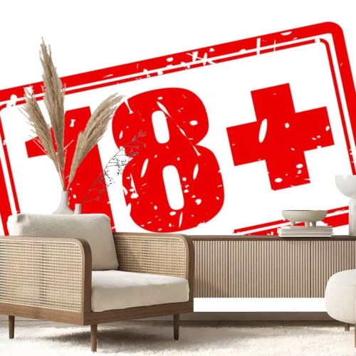 Sticker 18 jaar of ouder rode stempel tekst