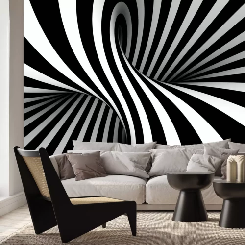 Fotobehang 3D Tunnel Zwart-Wit