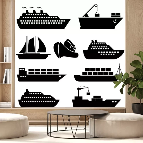 Sticker Ships, boats, cargo, logistics and shipping icons