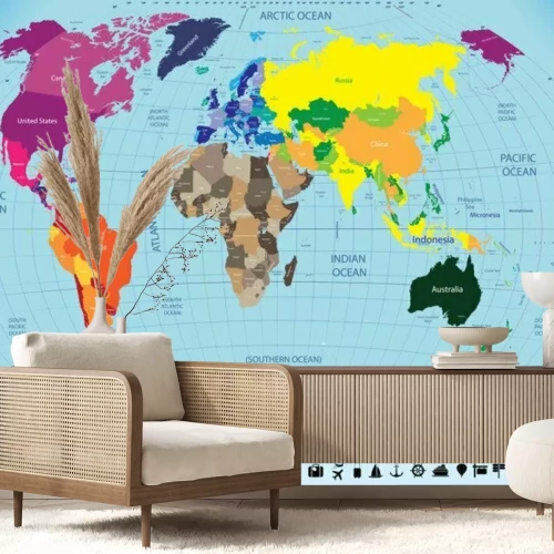 Fotobehang Wereldkaart en oceanen