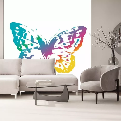 Fotobehang Regenboogvlinder op witte achtergrond