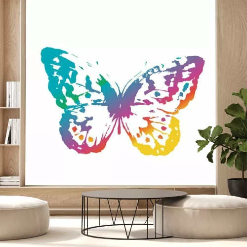 Sticker Regenboogvlinder op witte achtergrond