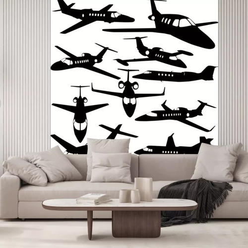 Sticker Silhouetten van de prive-jet - contouren van vliegtuigen